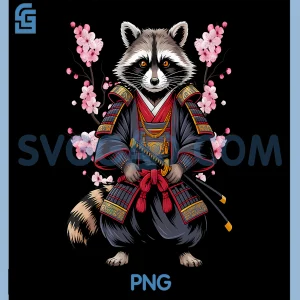 Raccoon Samurai PNG, Japanese Warrior Art PNG