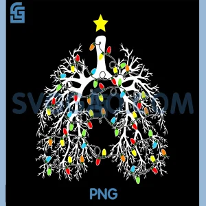 Respiratory Therapist Lung PNG, Christmas Lights RT Pulmonologist PNG