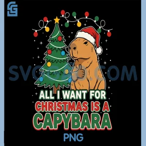 Retro Capybara Christmas PNG, All I Want is A Capybara Funny PNG