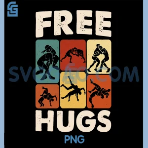 Retro Free Hugs PNG, Wrestling Graphic PNG