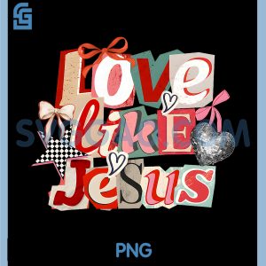 Retro Love Like Jesus PNG, Christian Aesthetic 80s PNG, Valentines Day PNG