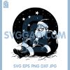Relaxing Santa Night Scene SVG, Christmas Star Circle Art SVG