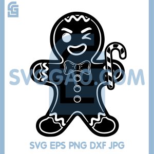 Cute Gingerbread Man Candy Cane SVG, Simple Christmas Line Art SVG