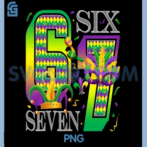 Six Seven 6 7 Meme Mardi Gras PNG, Jester Hat & Mask PNG