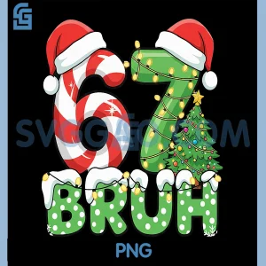 Six Seven 67 Santa Bruh PNG, Christmas Meme PNG