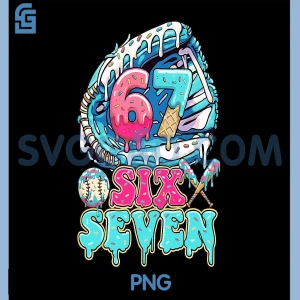 Six Seven 67 Ice Cream PNG, Drip Baseball PNG