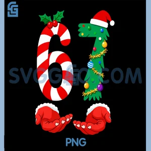 Six Seven 67 Meme Santa PNG, Christmas Holiday Funny PNG