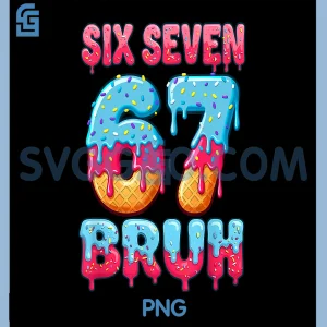 Six Seven Bruh 67 Ice Cream PNG, Drip Baseball 6 7 PNG