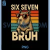 Six Seven Bruh Capybara PNG, Retro Vintage Funny 67 Meme PNG