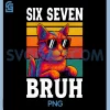 Six Seven Bruh Cat PNG, Retro Vintage Funny 67 Meme PNG