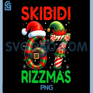 SKIBIDI 67 RIZZMAS Funny PNG, Six Seven Meme Christmas PNG