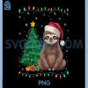 Sloth Santa Hat PNG, Christmas Tree Lights PNG