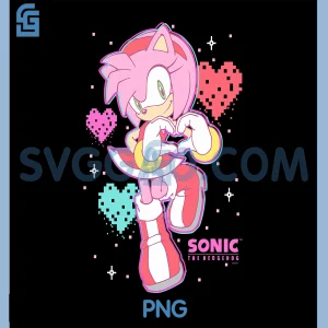 Sonic The Hedgehog Valentines Day PNG, Cute Amy Rose Retro Logo PNG