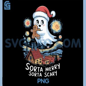 Sorta Merry Sorta Scary PNG, Santa Ghost PNG, Christmas Gingerbread PNG