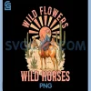 Southern Sunset Cowgirl PNG, Retro Wild Flowers Horses PNG
