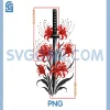 Spider Lily Katana Sword PNG, Japanese Soft Grunge PNG