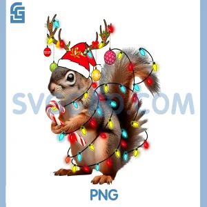 Squirrels Christmas Lights PNG, Funny Xmas Squirrel PNG