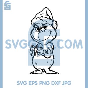 Grinch Style Christmas Line Art SVG, Grumpy Holiday Character SVG