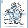 Grinch Inspired Christmas Thief SVG, Santa Hat Line Art Drawing SVG
