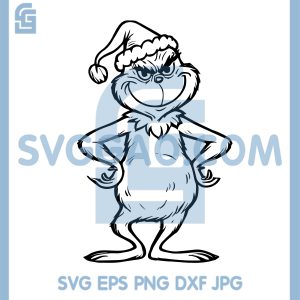 Grinch Style Standing Smug Character SVG, Christmas Line Art SVG