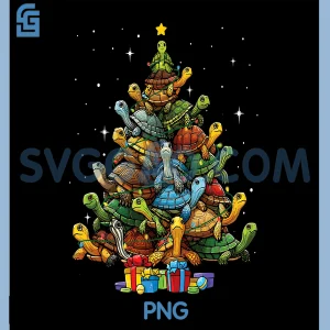 Turtle Tree Christmas PNG, Tree Adorable Turtle PNG, Christmas Holiday PNG