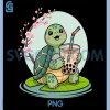 Turtle With Boba Tea PNG, Kawaii Turtle Bubble Tea PNG