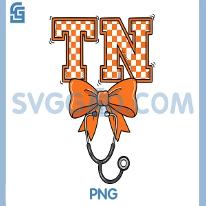 US States TN Nurse PNG, Stethoscope Checkered Bow PNG