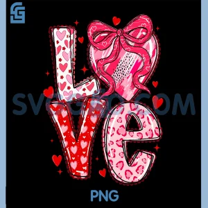 Valentine Love Lace PNG, Coquette Bow Heart PNG