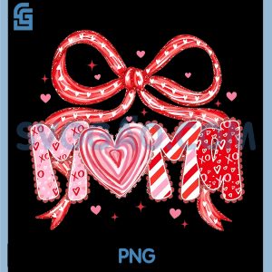Valentine Mama PNG, Coquette Bow Heart PNG