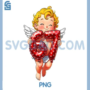 Valentine's Day Six Seven Cupid PNG, 6 7 Meme Gen Alpha Slang PNG