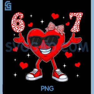 Valentine's Day Six Seven Hearts PNG, 6 7 Meme Gen Alpha Slang PNG