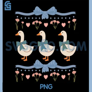 Goose 1980s Blue Ribbon PNG, Goose Retro Cottagecore PNG
