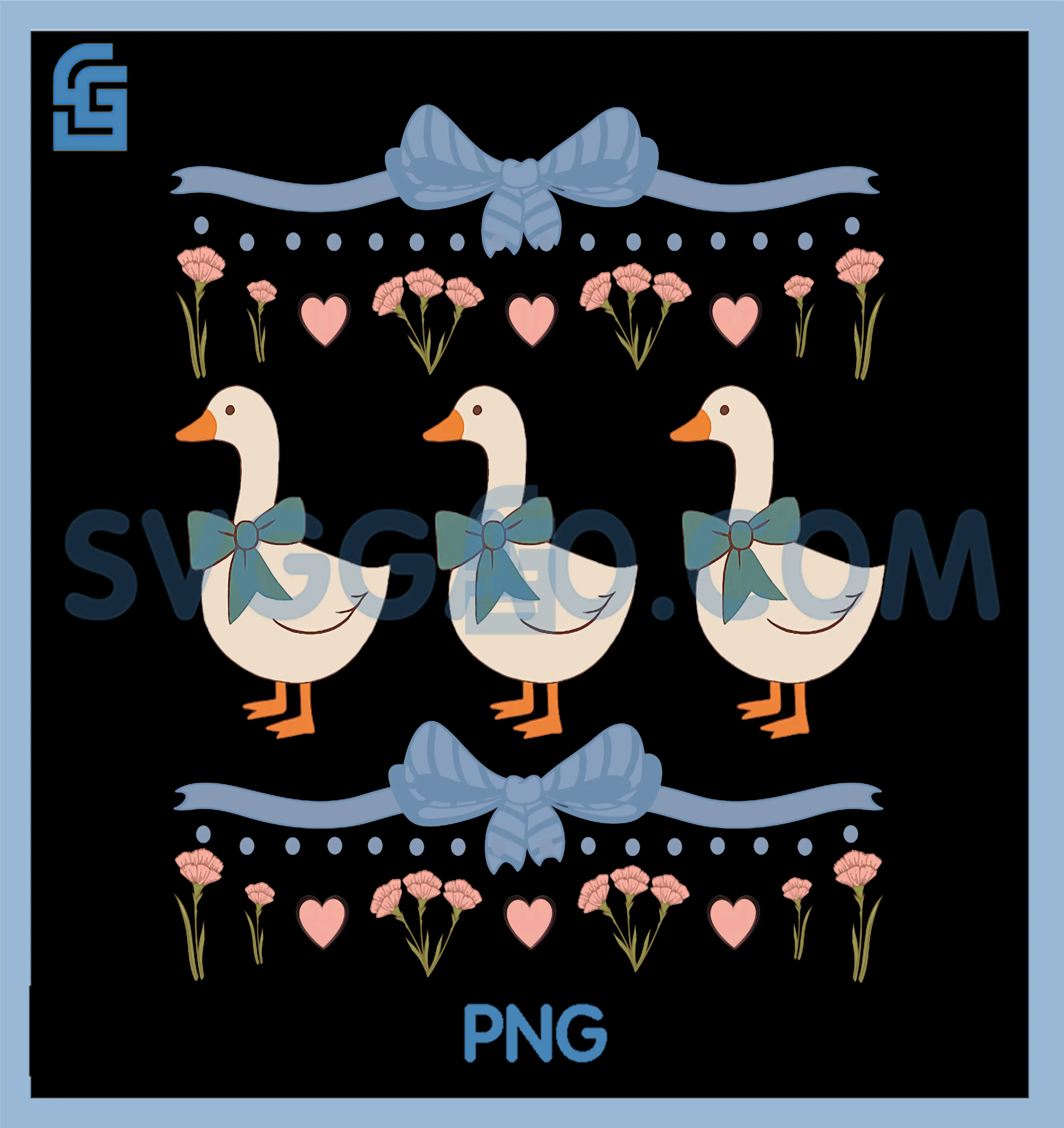 Goose 1980s Blue Ribbon PNG, Goose Retro Cottagecore PNG