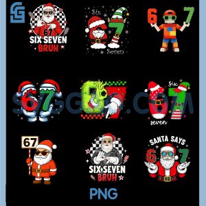 Christmas Bruh Santa PNG Bundle, Funny 67 Meme Six Seven Bundle