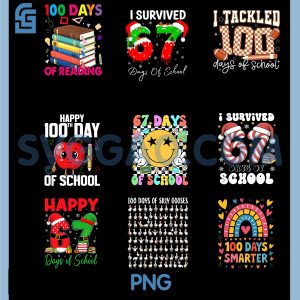 Happy 67 Days Of School PNG Bundle, Six Seven Student Celebration PNG