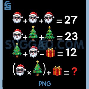 Christmas Math Puzzle Santa PNG, Holiday Logic Equation Meme PNG
