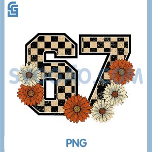 6 7 Retro Fall Meme PNG, Checkerboard Haunted by 67 Six Seven PNG