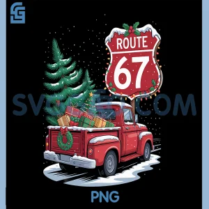 Route 67 Christmas Truck PNG, Retro Holiday Road Sign Design PNG