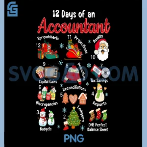 12 Days of Accountant Christmas PNG, Accounting Major Merry Xmas PNG