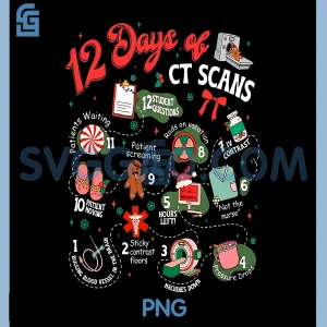 12 Days of CT Scans PNG, Christmas CT Tech Cat Scan PNG