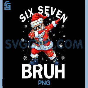 67 Christmas Funny PNG, Six Seven Bruh Meme PNG, Dabbing Santa Claus PNG