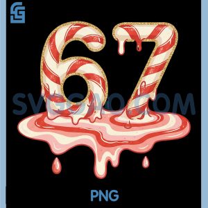 67 Christmas Melting PNG, Candy Cane Six Seven PNG