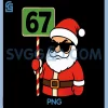 Santa Claus Holding 67 Sign PNG, Funny Six Seven Christmas Meme PNG