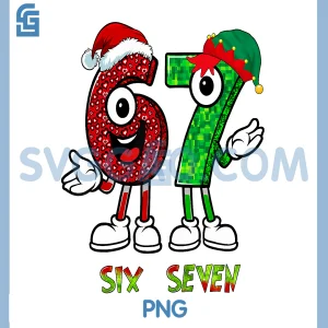 Cute Number Six Seven Santa Elf Style PNG, Christmas Six Seven PNG