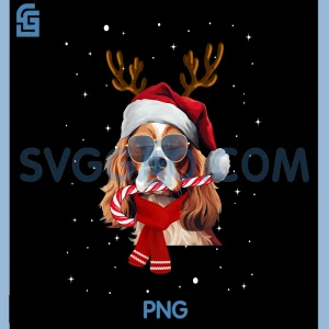 Xmas Cavalier King PNG, Charles Spaniel Christmas PNG