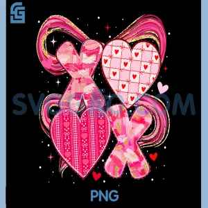 XOXO Valentine PNG, Pink Heart Coquette Bow PNG