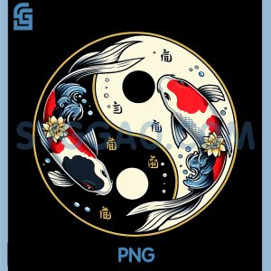 Yin Yang Koi PNG, Fish Design PNG