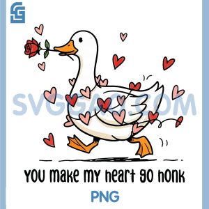 You Make My Heart Go Honk PNG, Funny Goose Valentine Saying Quote PNG