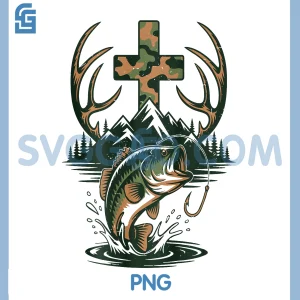 Camo Faith Hunting Fishing PNG, Cross Fisherman Christian PNG