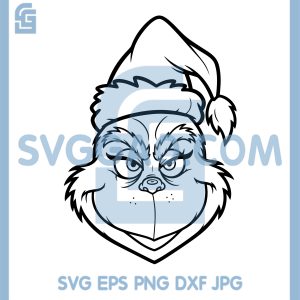 Angry Grinch Face SVG, Christmas Grinch Head Outline SVG